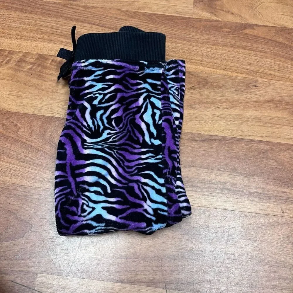 Flap Doodles Toddler Girls Zebra-Print Flower Embroidered Pants Purple Size 2T